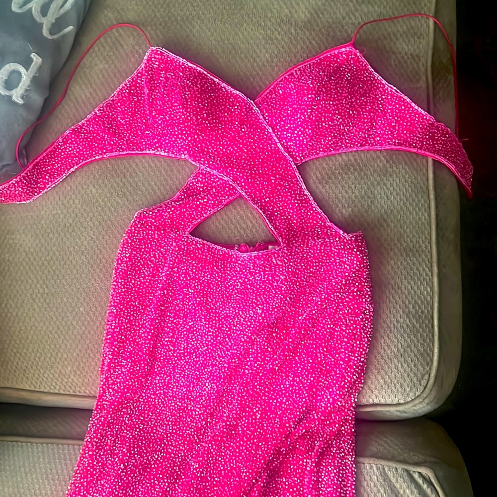 Hot pink Jovani prom dress